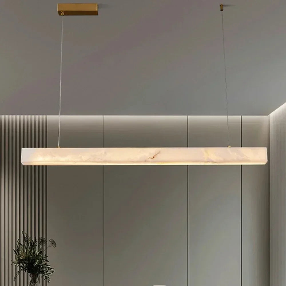 Simple Natural Marble Rectangle Chandelier
