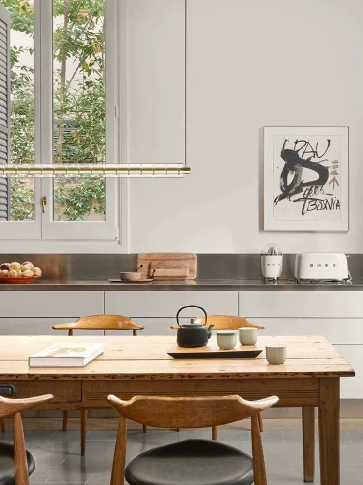 Minimalist Long Glass LED Chandelier