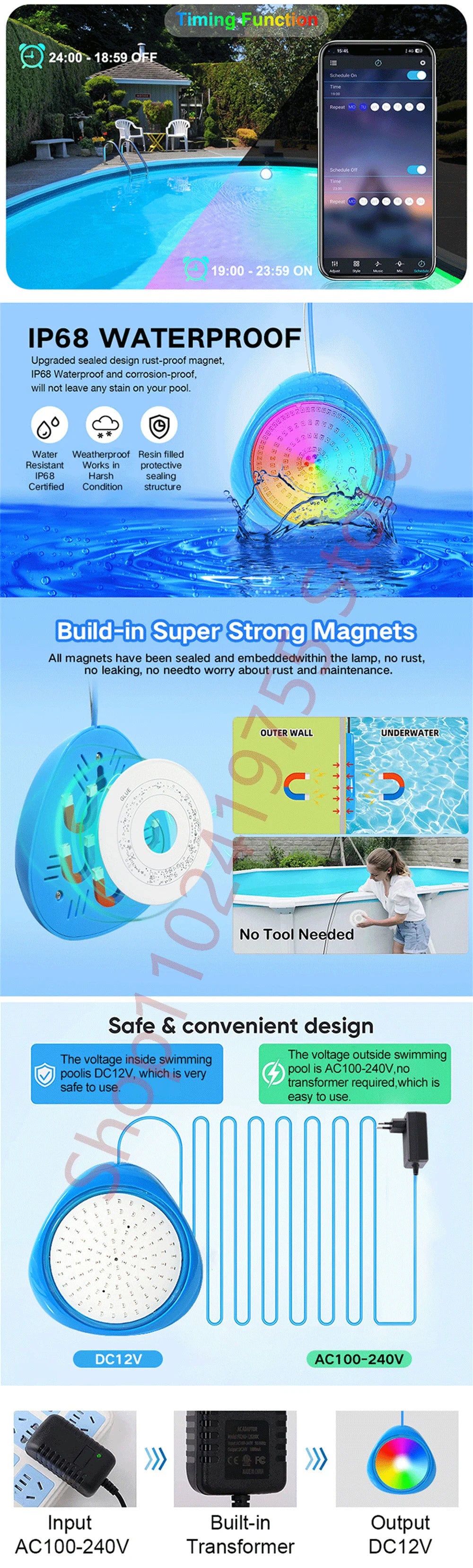 Smart RGB LED Underwater Pool Light 12W–25W