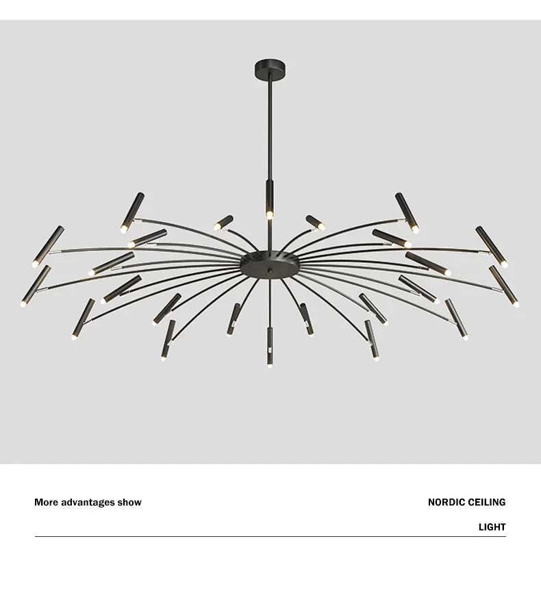 Modern Black Metal Ceiling Spotlight Chandelier