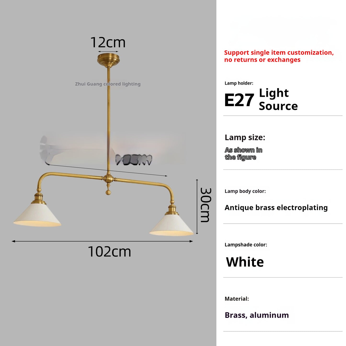 All Copper American Simple Retro Restaurant Kitchen Island Linear Chandelier