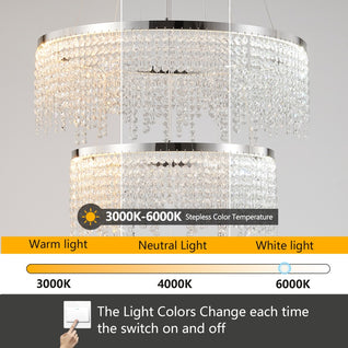 24-Inch Crystal Chandelier LED Ceiling Lamp