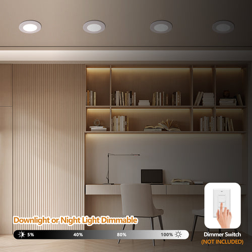 6 Pack 4 Inch LED Recessed Light White | 5CCT Dimmable Canless Wafer Lights 800LM 9W