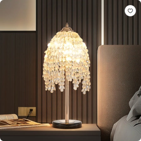 19-Inch Vintage Crystal Waterfall Table Lamp