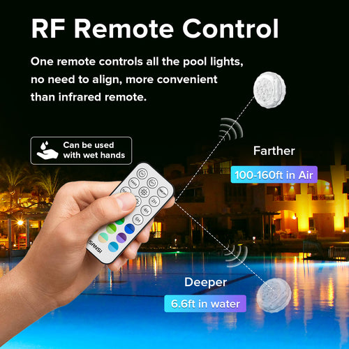 SANSI IP68 Waterproof RGB Pool Light – Rechargeable 20Hrs Outdoor LED Lamp