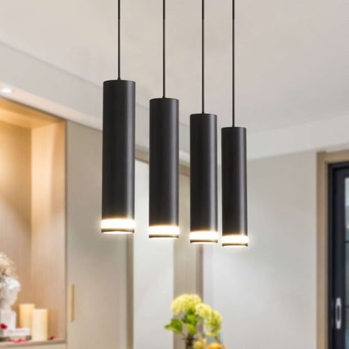 Modern Matte Black 6-Light Kitchen Island Pendant