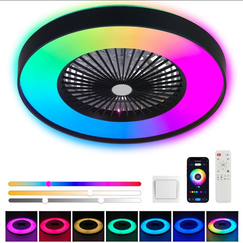 23-Inch Smart LED Ceiling Fan with RGB Lighting & Remote Control
