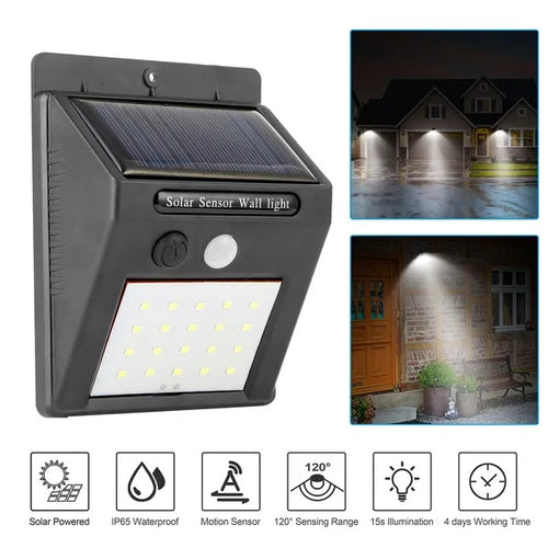 20-LED Solar Outdoor Motion Sensor Security Light
