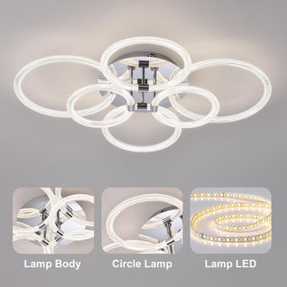 Modern LED Ceiling Light – 6 Ring Flush Mount Dimmable Ceiling Lamp