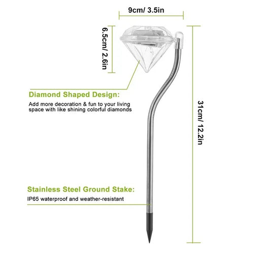 4-Pack Diamond Solar Garden Lights with 7-Color LEDs