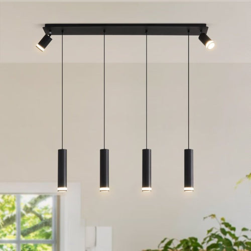 Modern Matte Black 6-Light Kitchen Island Pendant