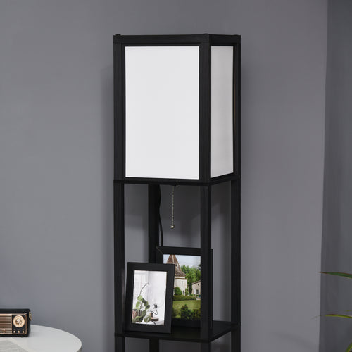 Modern Shelf Floor Lamp with Dual Fabric Shades