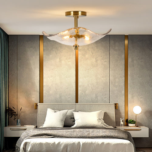 16.5-Inch Gold Glass Semi-Flush Mount Ceiling Light – 2 Lights