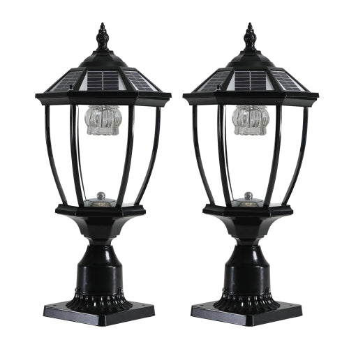 20" Black Solar Powered LED Outdoor Lantern (2-Pack)