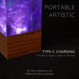 Galaxy Cube Purple Handcrafted Ambient Resin Lamp