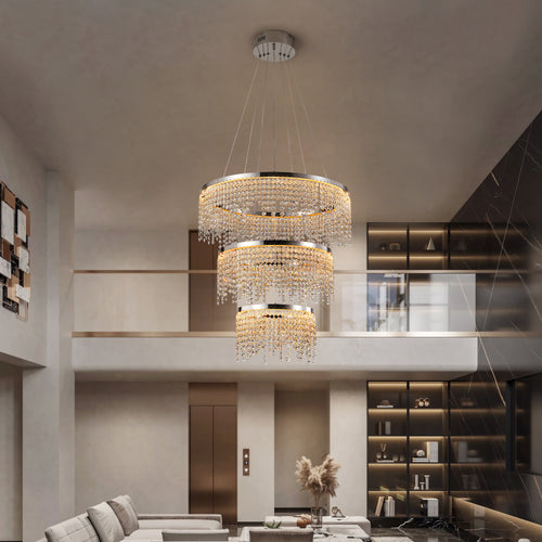 24-Inch Crystal Chandelier LED Ceiling Lamp