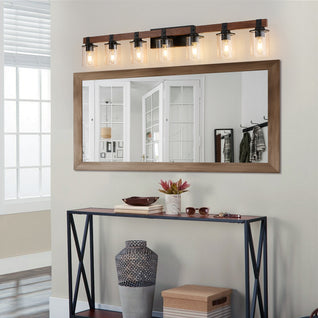 50-Inch Rustic 7-Light Farmhouse Bathroom Vanity Light Fixture
