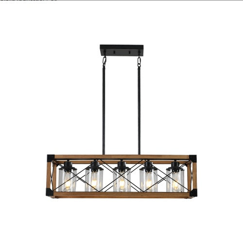 32-Inch Farmhouse 5-Light Rectangular Pendant Chandelier