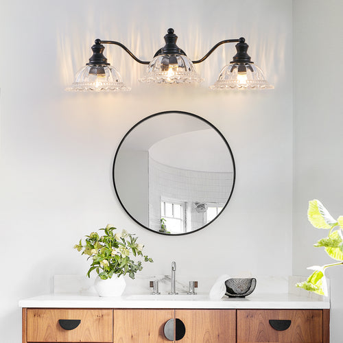 24-Inch Vintage Black 3-Light Vanity Wall Sconce