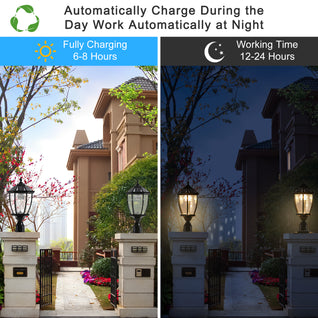 20" Black Solar Powered LED Outdoor Lantern (2-Pack)