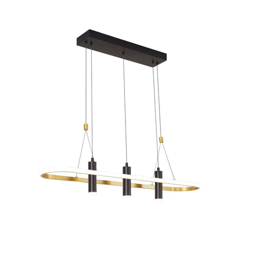 Modern Black & Gold 4-Light Dimmable LED Pendant Chandelier