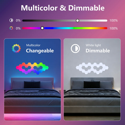 Hexagonal LED Wall Lights – 20 Sets RGB Smart App Control, Music Sync Honeycomb Gaming Lights