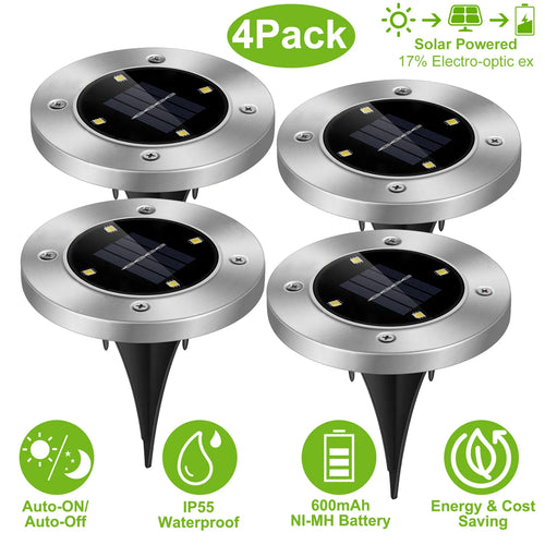 4-Pack Solar LED In-Ground Pathway Lights