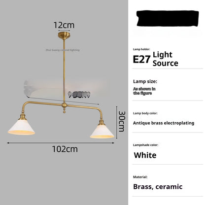 All Copper American Simple Retro Restaurant Kitchen Island Linear Chandelier