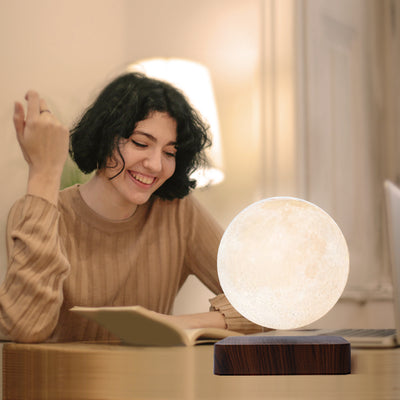 3D Magnetic Levitating Moon Lamp with LED Light – Rotating Floating Night Light