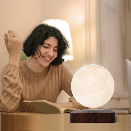 3D Magnetic Levitating Moon Lamp with LED Light – Rotating Floating Night Light