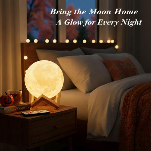 16-Color LED Moon Lamp with Stand & Remote Control