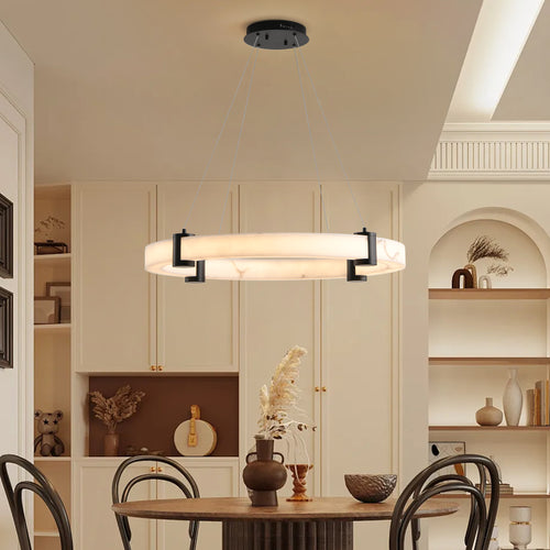 Modern 24-Inch LED Pendant Light – Round Hanging Chandelier