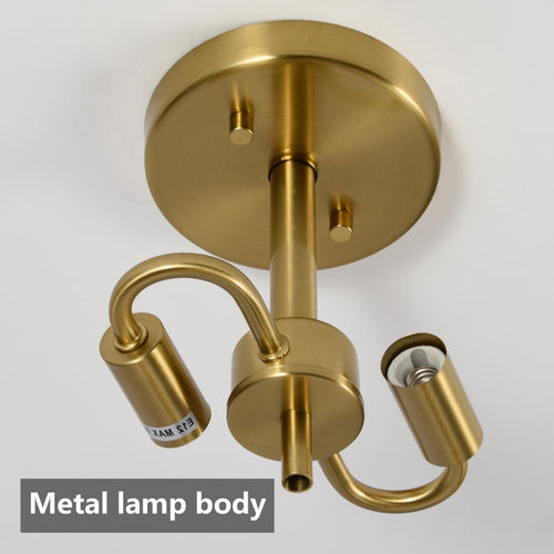 16.5-Inch Gold Glass Semi-Flush Mount Ceiling Light – 2 Lights