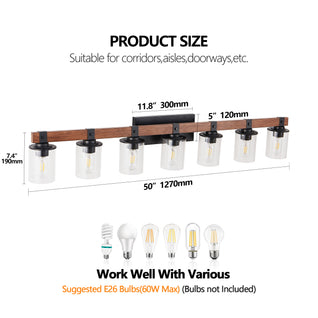 50-Inch Rustic 7-Light Farmhouse Bathroom Vanity Light Fixture