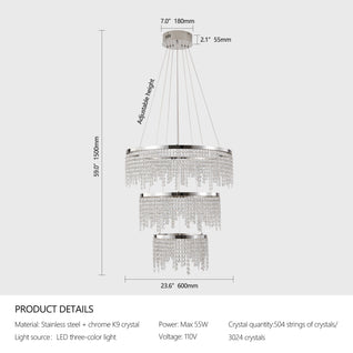 24-Inch Crystal Chandelier LED Ceiling Lamp