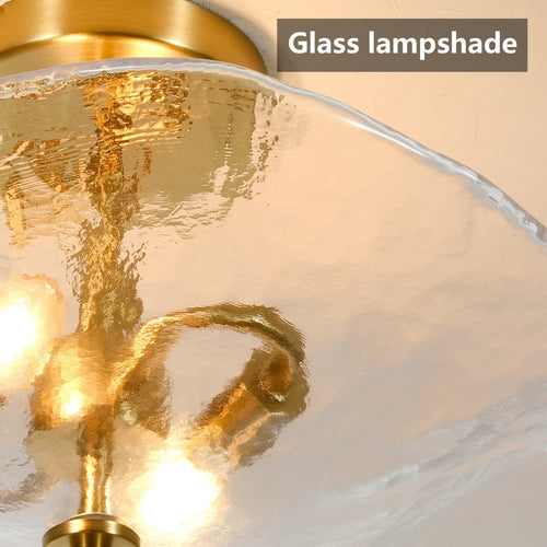 16.5-Inch Gold Glass Semi-Flush Mount Ceiling Light – 2 Lights