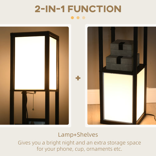 Modern Shelf Floor Lamp with Dual Fabric Shades