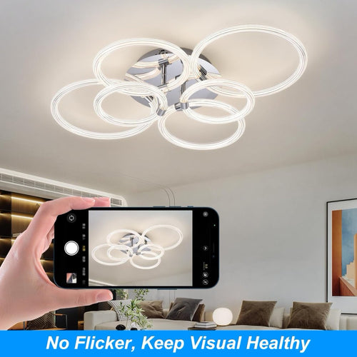 Modern LED Ceiling Light – 6 Ring Flush Mount Dimmable Ceiling Lamp