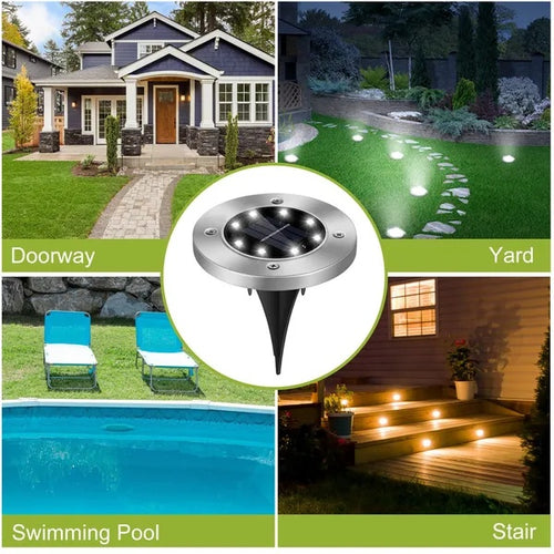 4-Pack Solar LED Ground Lights – Waterproof Outdoor Pathway Lighting