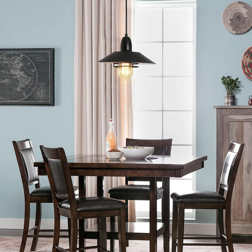 Farmhouse Vintage Black Pendant Light – Adjustable Metal Cage Fixture