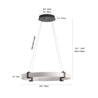 Modern 24-Inch LED Pendant Light – Round Hanging Chandelier