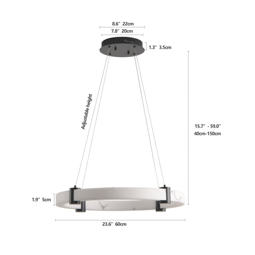 Modern 24-Inch LED Pendant Light – Round Hanging Chandelier