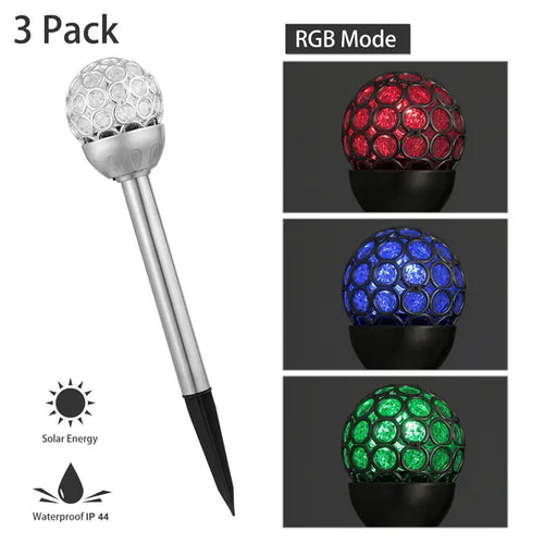 Solarek 3PCS Outdoor Solar Ball Lights RGB Waterproof Garden Landscape Decor