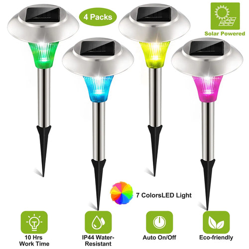 4-Pack Solar Color-Changing LED Garden Path Lights