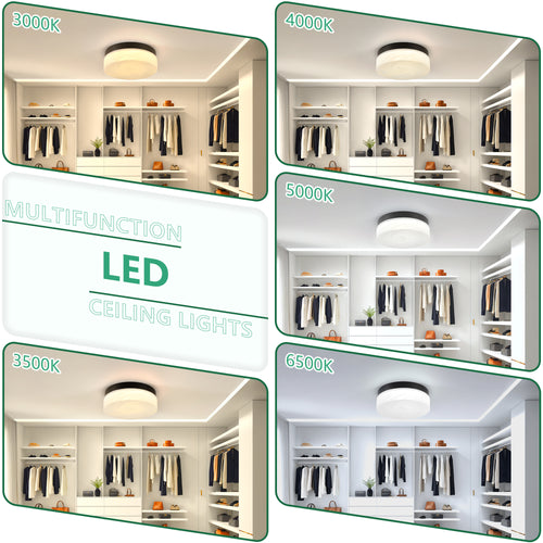 12-Inch Black 24W Flush Mount LED Ceiling Light