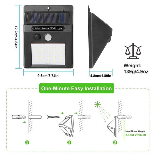 20-LED Solar Outdoor Motion Sensor Security Light