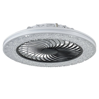 23-Inch LED Enclosed Ceiling Fan with RGB Lights | Bladeless Low Profile Ceiling Fan