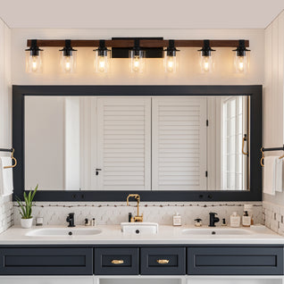 50-Inch Rustic 7-Light Farmhouse Bathroom Vanity Light Fixture
