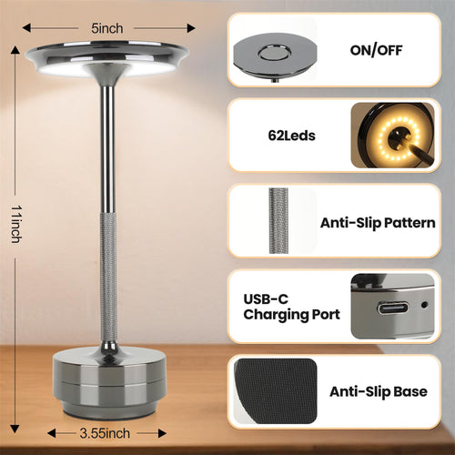 2-Pack Rechargeable Cordless LED Table Lamps