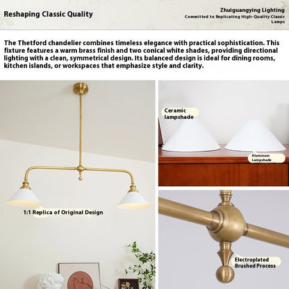 All Copper American Simple Retro Restaurant Kitchen Island Linear Chandelier